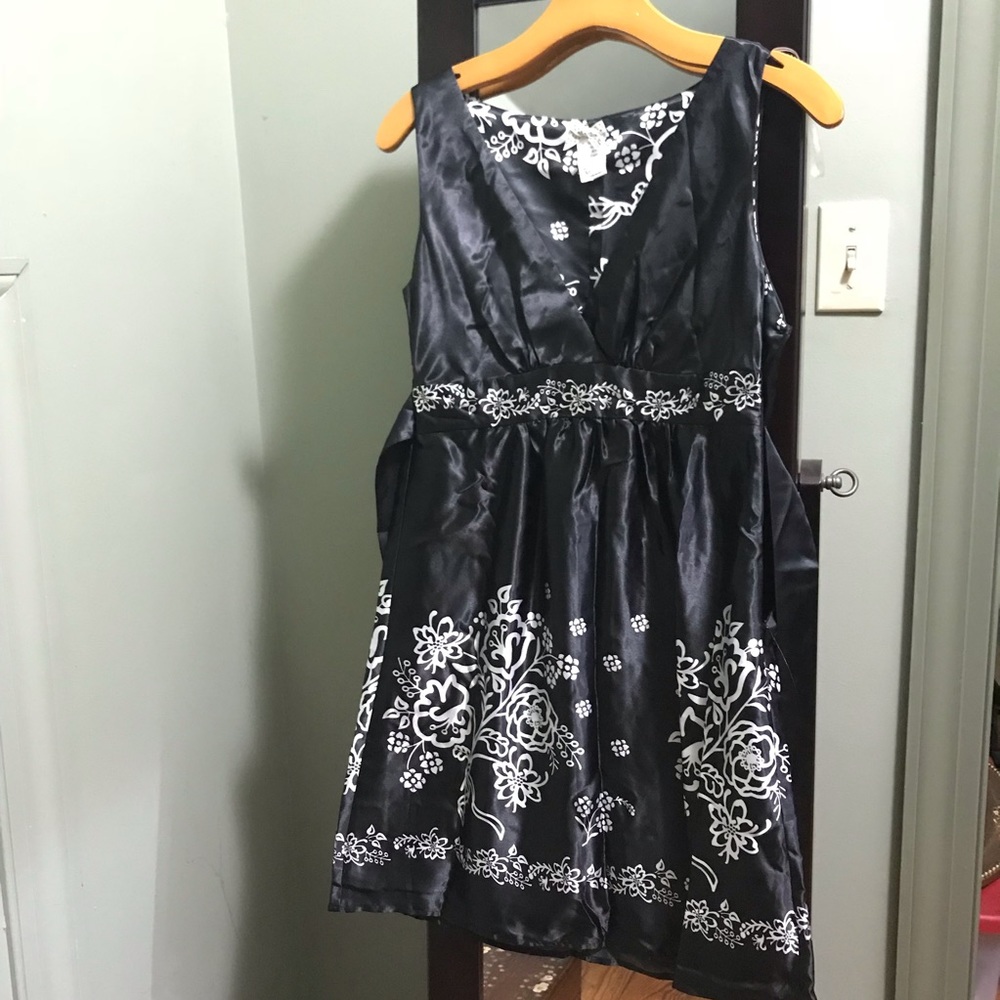 Black with white designs dress